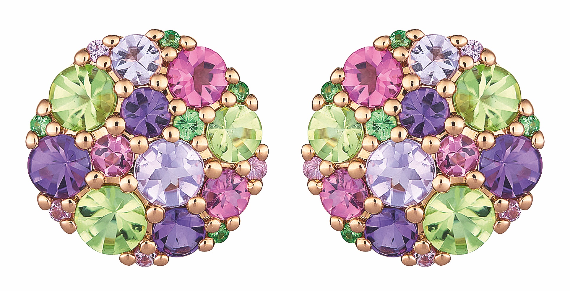 A.E.Koechert Ohrstecker Peridot Amethyste pinke Turmaline E2.200