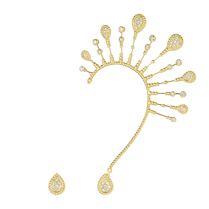 BOUCHERON Serpent Boheme Solarite multi motifs asymetrical earring diamonds and yellow gold