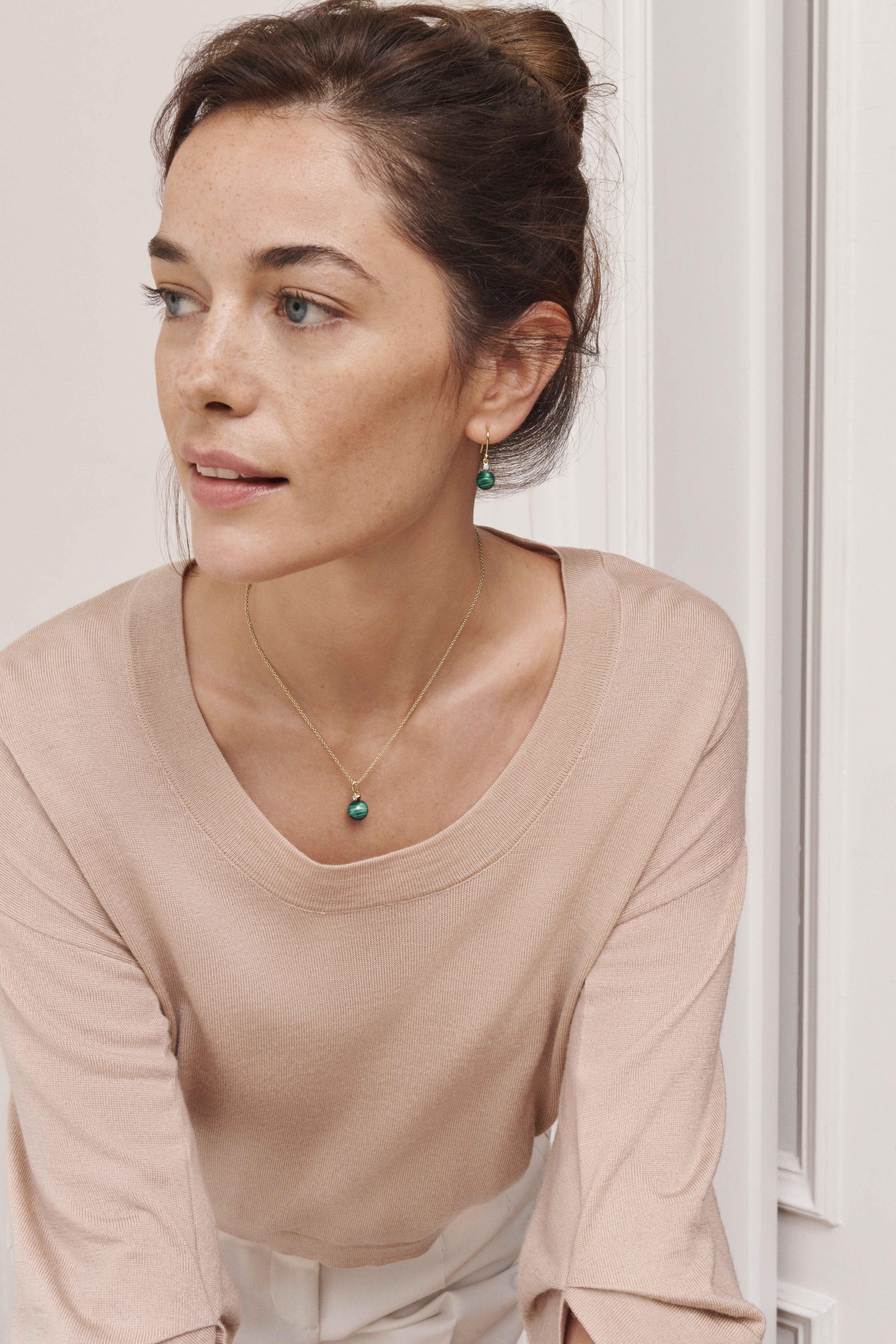 TCHIBO 126123 Ohrhaenger mit Malachitkugel und Zirkonia 1 KW47.22