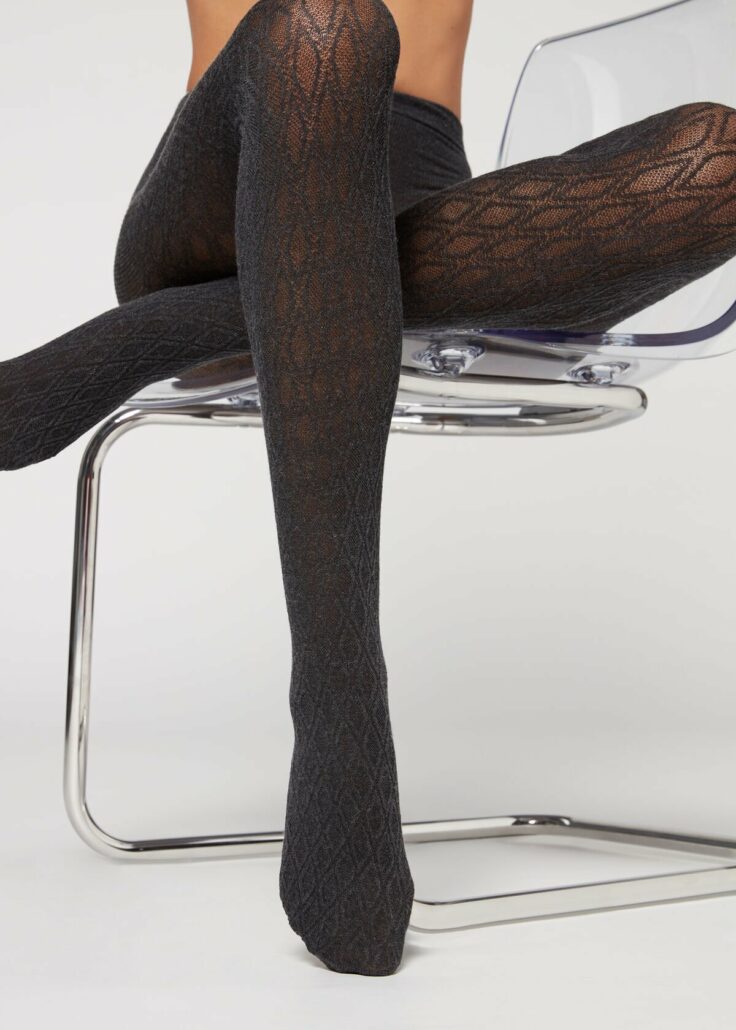 Strumpfhose mit Cashmere und Rautenmuster E 15 95