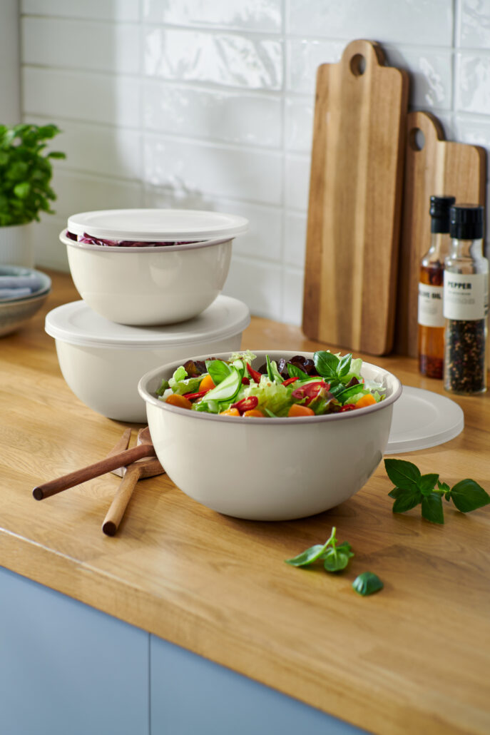 TCHIBO 125492 Emaille Servier und Zubereitungsschuessel mit Deckel 2 02.23