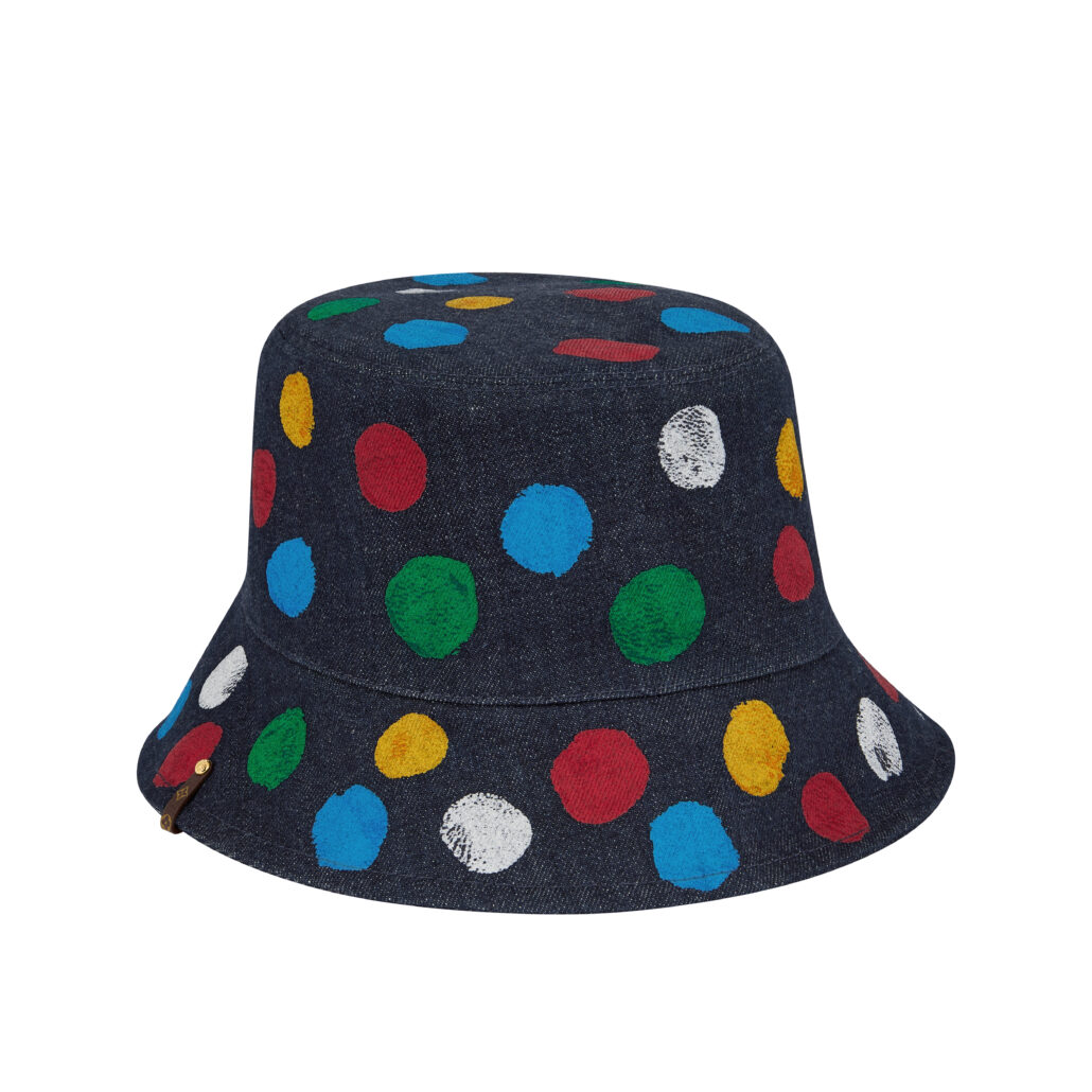 Louis Vuitton x Yayoi Kusama Women Textiles Hand Painted Dots Denim Canvas Reversible Bucket Hat 2