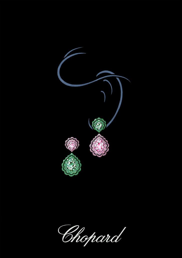 Sketch Green and Pink Diamonds You and Me earrings
