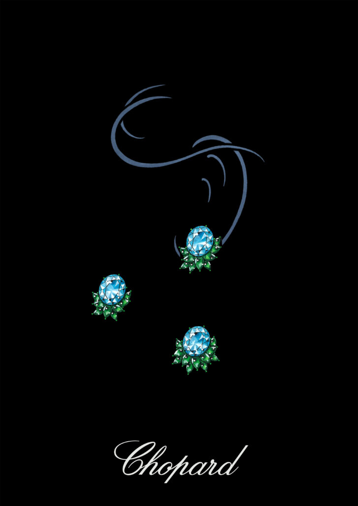 Sketch Paraiba tourmalines earrings