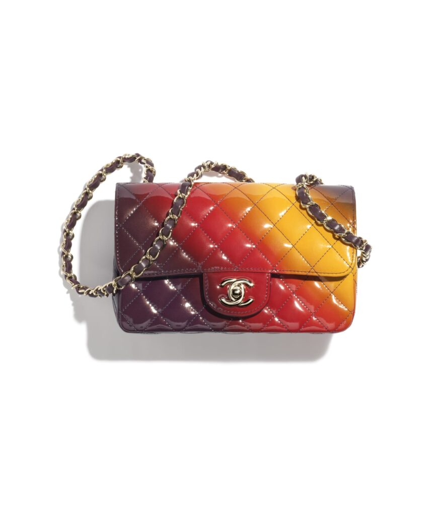 chanel 1112 bag in red orange and burgundy shaded patent leather and metal a69900 b13280 nq036 LD