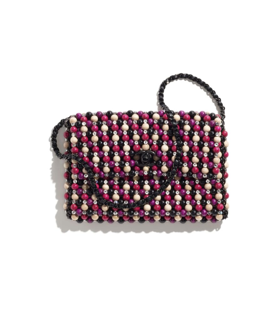 chanel bag in beige black and pink wood pearls strass and metal as4213 b13297 np924 LD