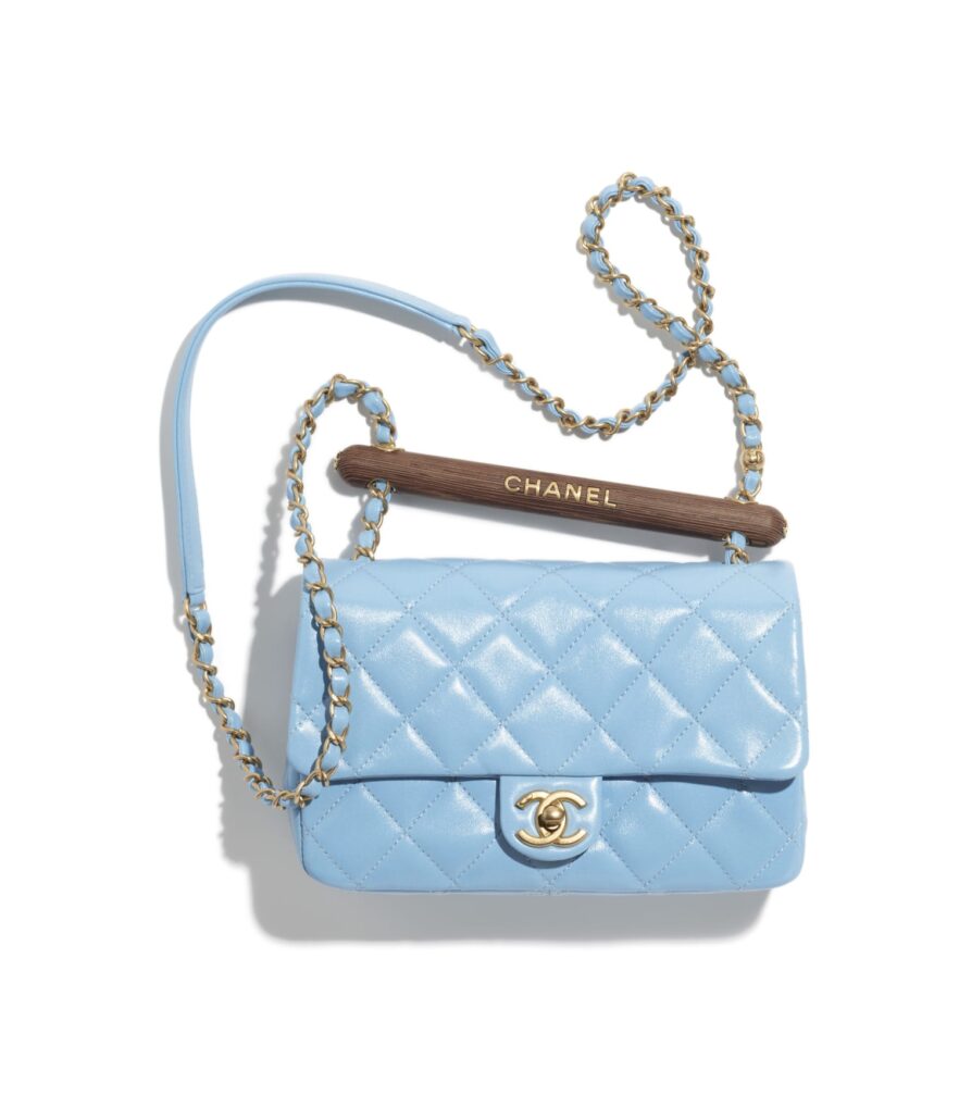 chanel bag in blue leather wood and metal as4151 b13085 no195 LD