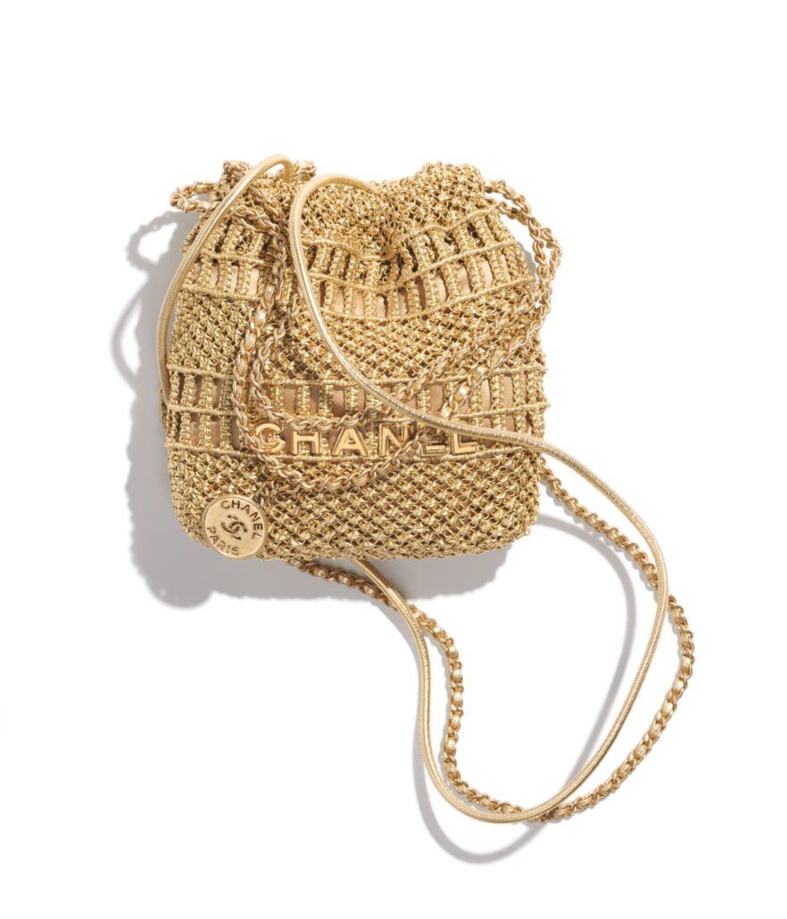 chanel chanel 22 bag in golden macrame leather and metal as3980 b13248 np361 LD