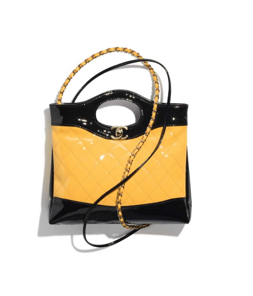 chanel chanel 31 bag in yellow and black patent leather and metal as4133 b12958 np933 LD