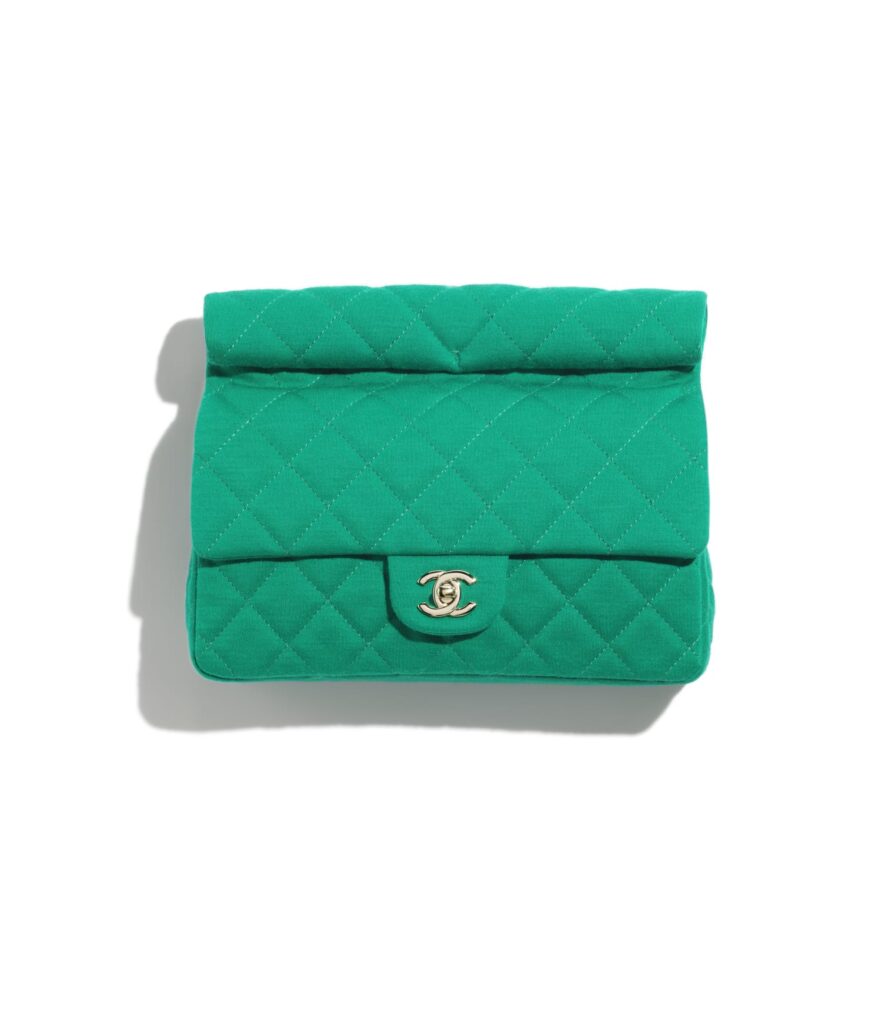 chanel clutch bag in green jersey and metal as4199 b13115 np910 LD