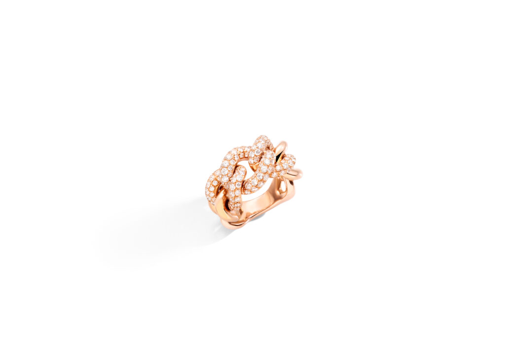 Catene ring in rose gold with white diamonds by Pomellato