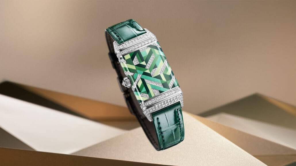 JAEGER LECOULTRE REVERSO ONE PRECIOUS COLOURS GREEN VERSO LEVITATION 16 9