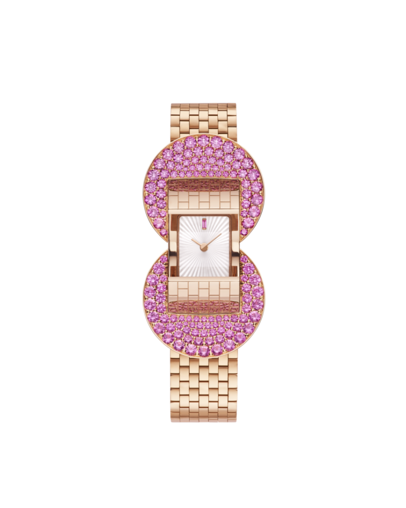 Montre Mini Ludo Saphirs roses ouverte