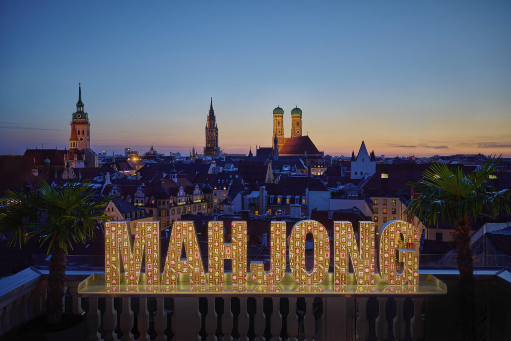 munich dining mahjong signage rooftop