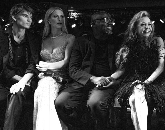 Jordan Barrett Poppy Delevingne Edward Enninful Caroline Scheufele on front row