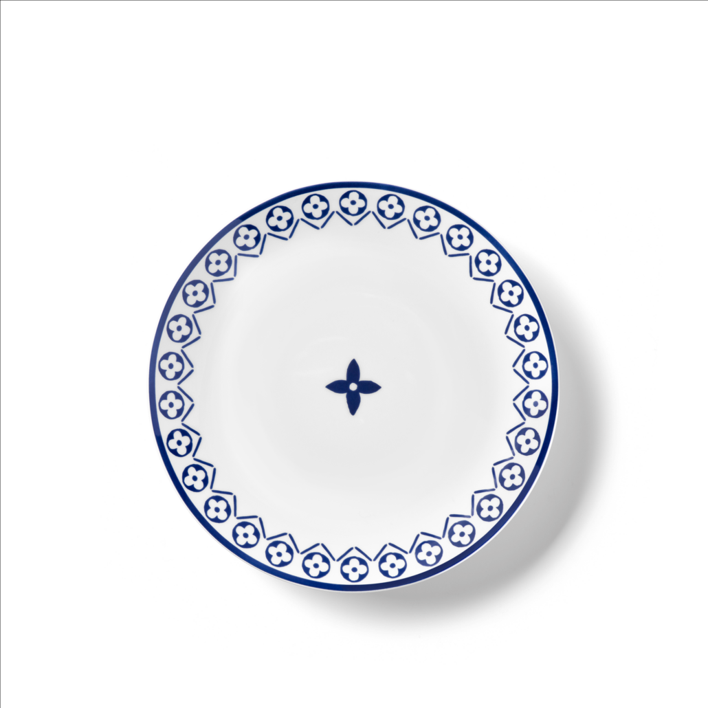 LV By The Pool Dessert Plate Monogram Flower Tile