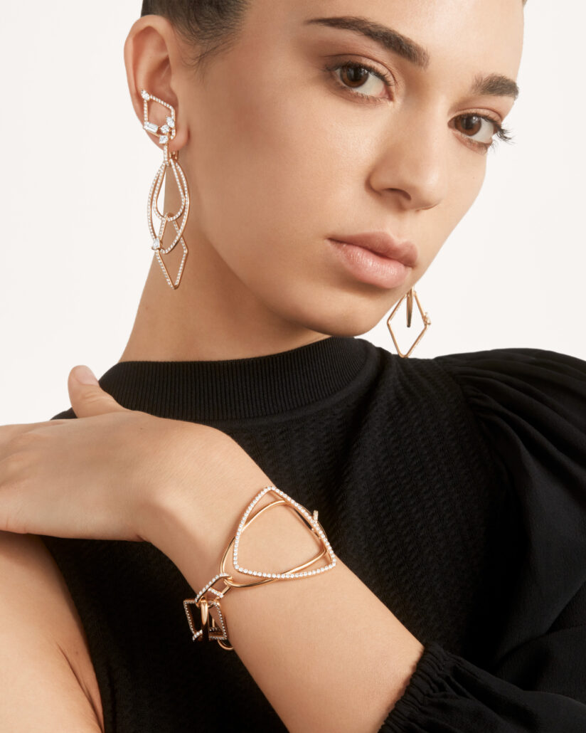 2023 POMELLATO HIGH JEWELRY COLLECTION TERRAZZA DUOMO BRACELET EARRINGS ROSE GOLD DIAMONDS