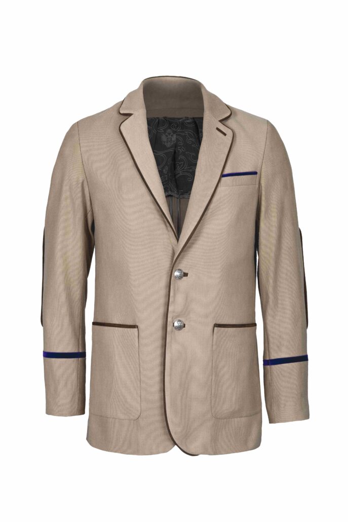 RETTL 1868 Herren Sakko City Highlander in CanvasStretchKhaki mit Kontrasten in Ziegenleder und Samt VK E 1150