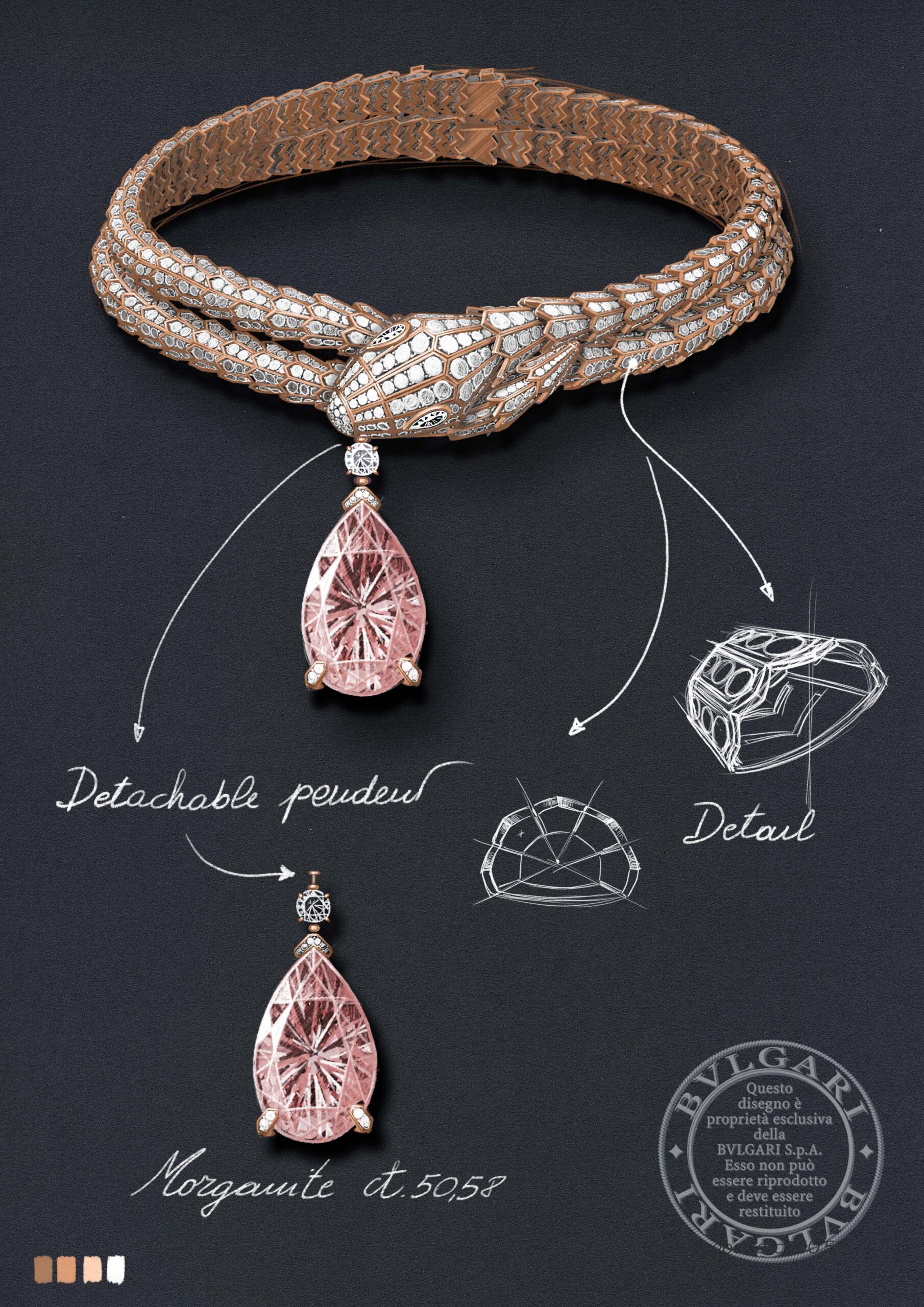 bozzetto collana High Jewellery Serpenti Mediterranean Blush scaled