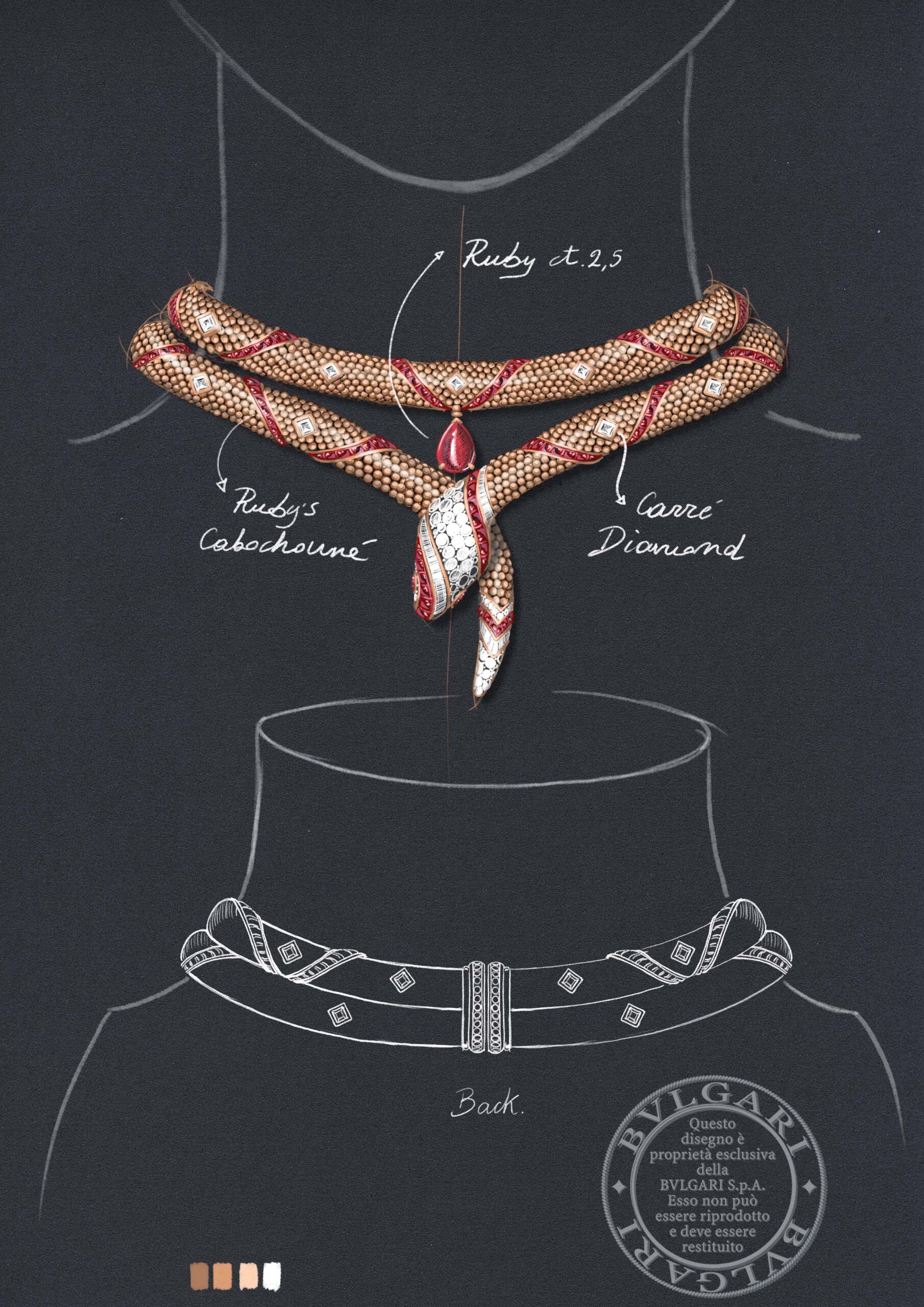 bozzetto collana High Jewellery collana Forbidden Ruby Serpenti scaled