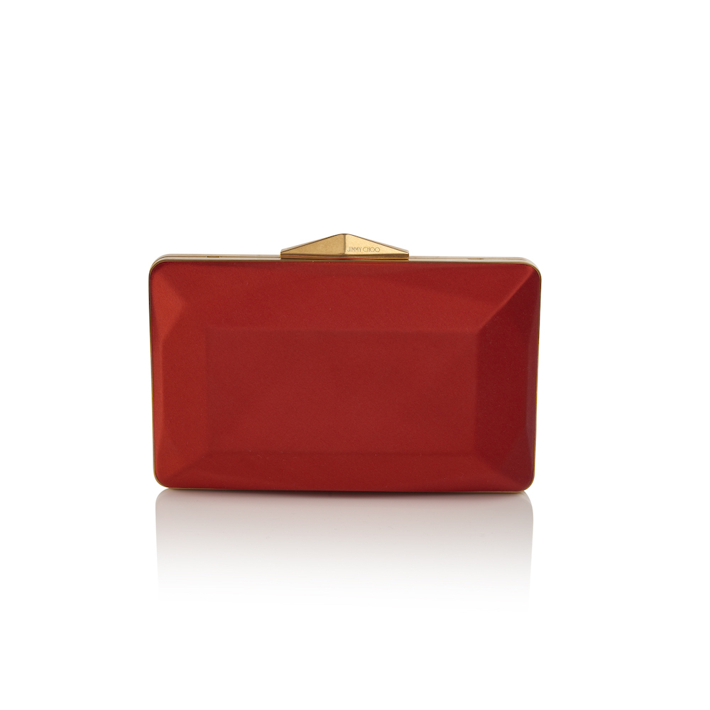 DIAMOND BOX CLUTCH SATIN FUCHSIA PAPRIKA