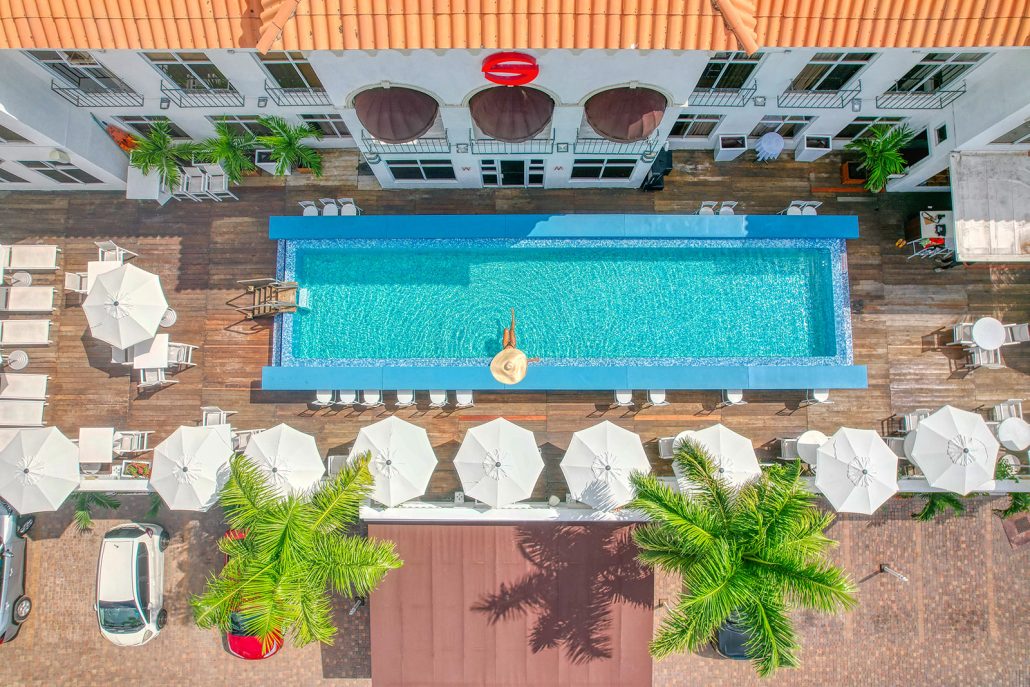 Spanish Court Hotel Pool aerial c Small Luxury Hotels of the World
