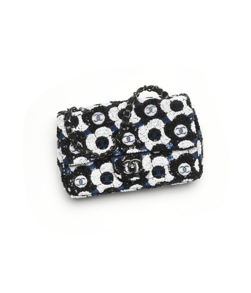 chanel bag in black white and blue sequins and metal as4418 b14334 ns646 HD