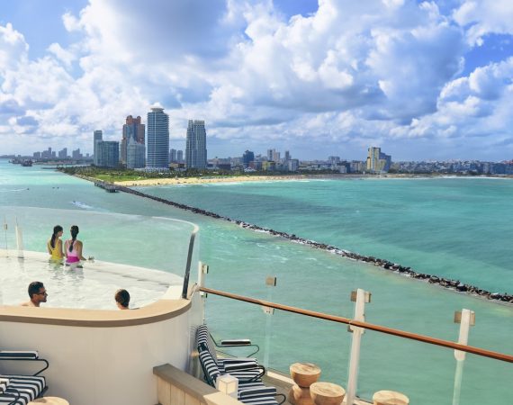 CelebrityBeyond pool overlooking Miami CelebrityCruises