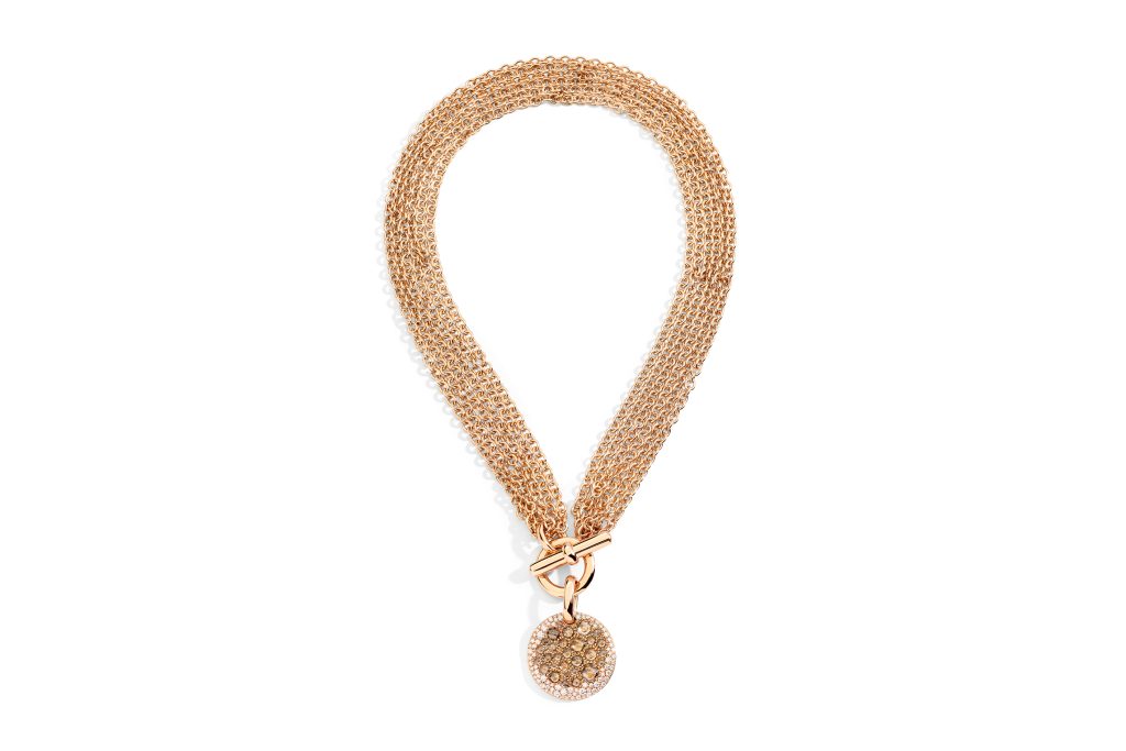 Sabbia necklace in rose gold with white and brown diamonds by Pomellato 2 1024x683 1