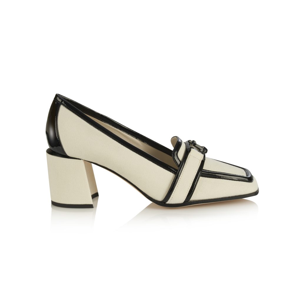 EVIN 65 LINEN SOFT PATENT WITH JC HARDWARE LATTE BLACK BLACK