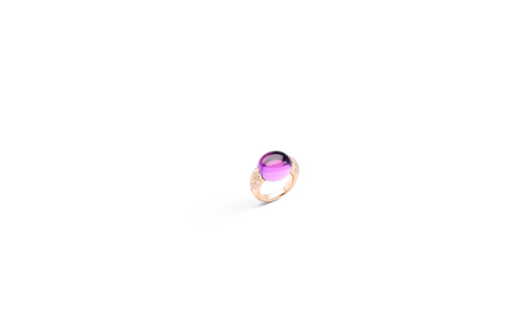 Iconica Cocktail Ring in fairmined rose gold amethyst white diamonds 2022 Collection by Pomellato