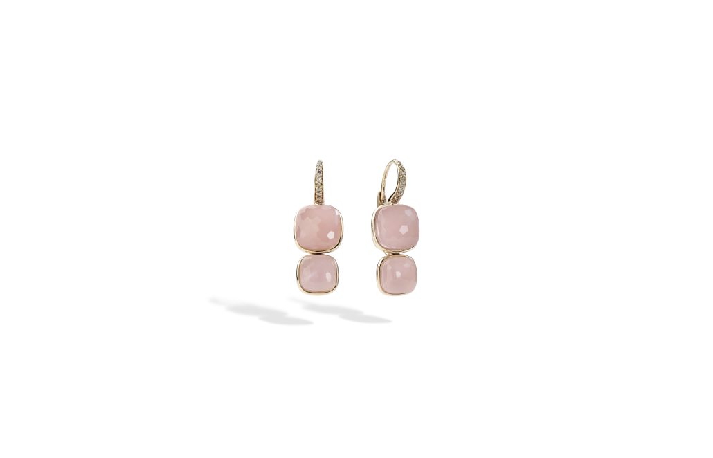 Nudo earrings in rose gold with rose quartz and pink chalcedony 2022 Collection by Pomellato