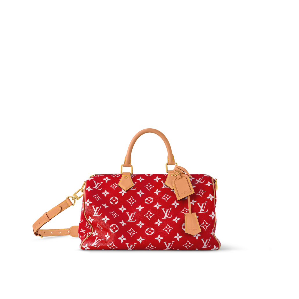 SPEEDY P9 BANDOULIERE 40 IN RED MONOGRAM LEATHER