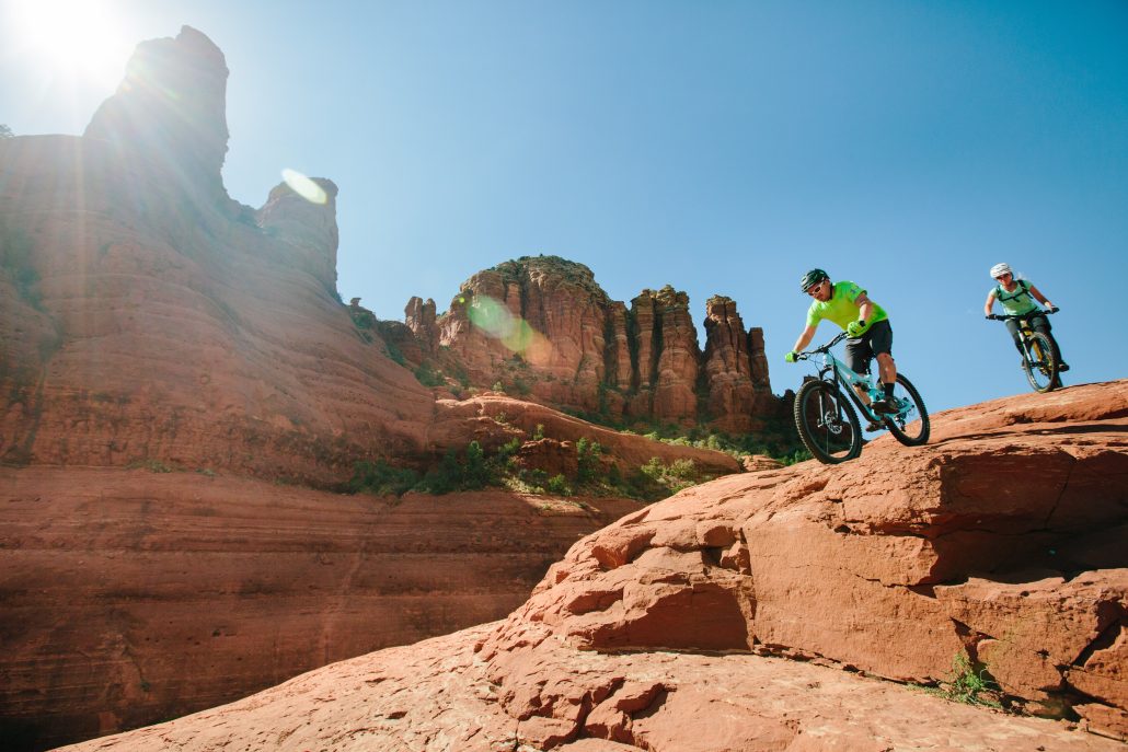 Sedona mountain biking on the red rocks photo credit Sedona Chamber of Commerce Tourism Bureau