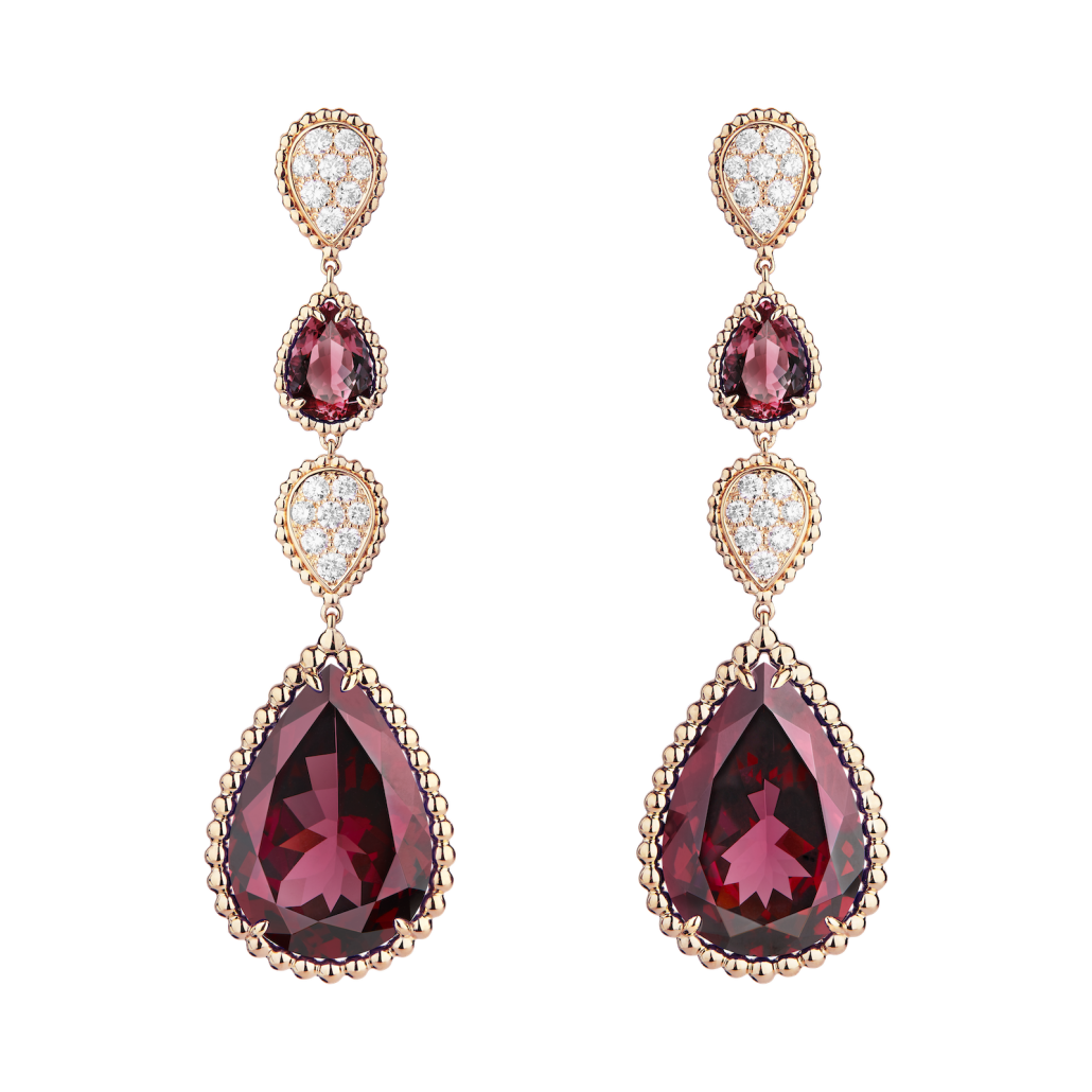 BOUCHERON Serpent Boheme Rodholite Garnet diamonds earrings