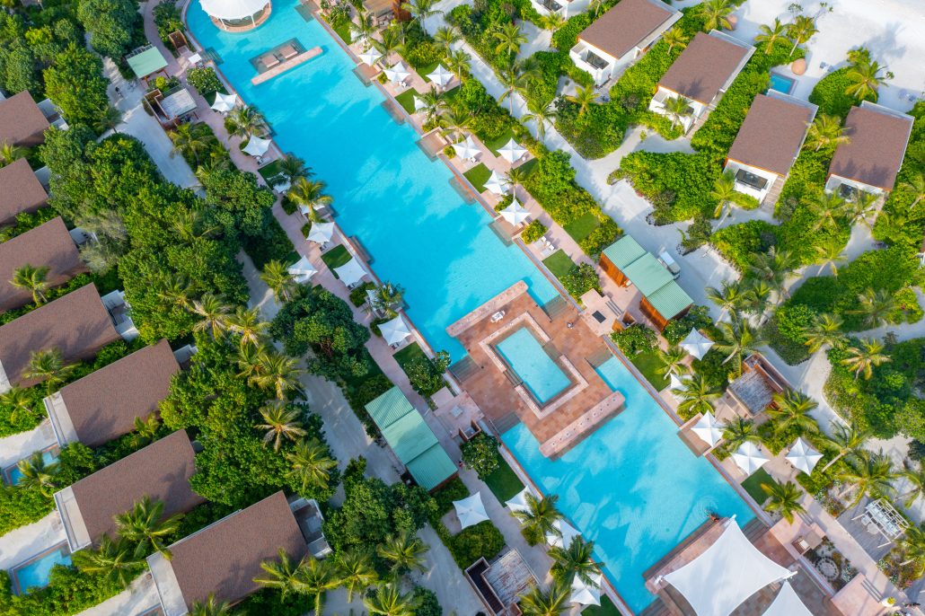 Kuda Villingili Resort Maldives The Pool Aerial 2