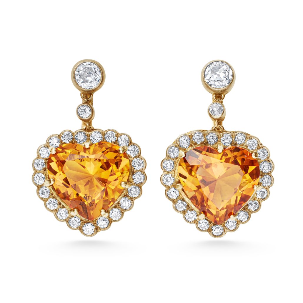 ROZETFISCHMEISTERHerzohrringe750fGGCitrine12ctBrillantenca22ct2600