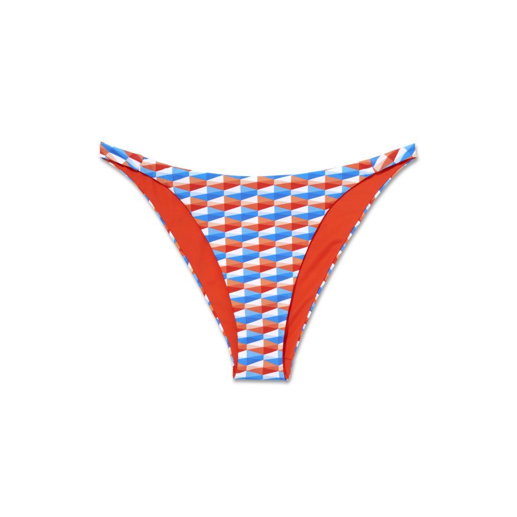 ALEXANDRIA RECYCLED NYLON LYCRA DIAMOND PRINT SKY PAPRIKA FRONT