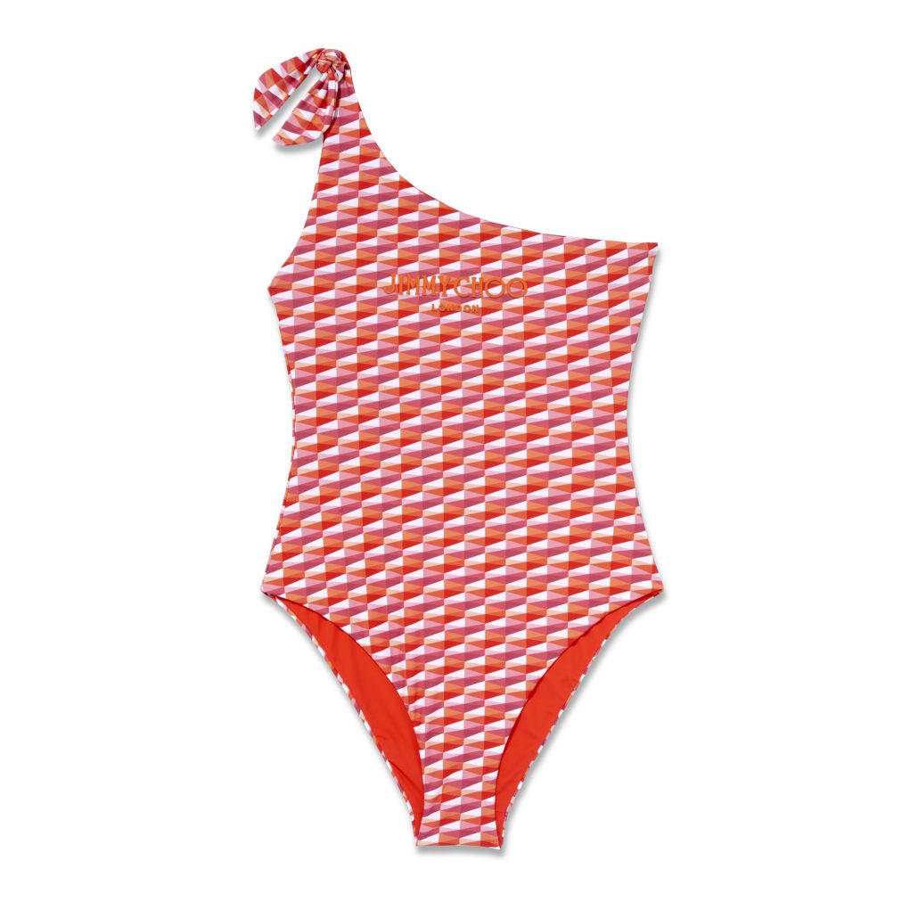 ALULA RECYCLED NYLON LYCRA DIAMOND PRINT W JIMMY CHOO LOGO PAPRIKA CANDY PINK