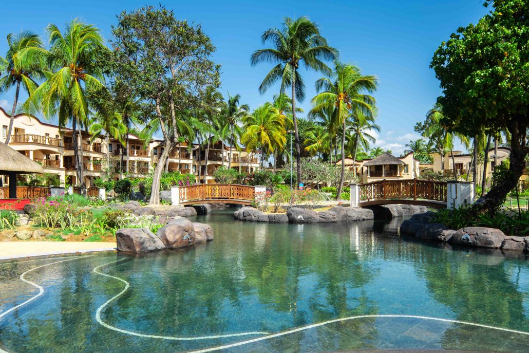 Hilton Mauritius Resort Spa Exterior view of Hotel from Main Pool
