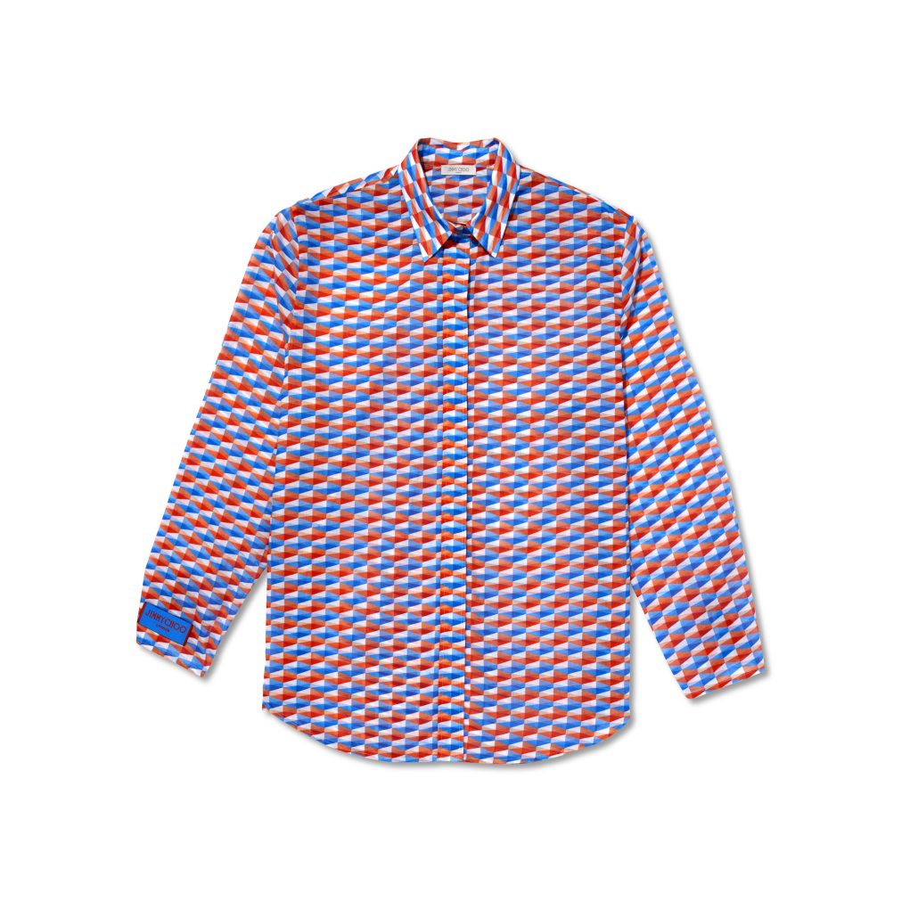 LONA DIAMOND PRINTED WOVEN COTTON SKY PAPRIKA