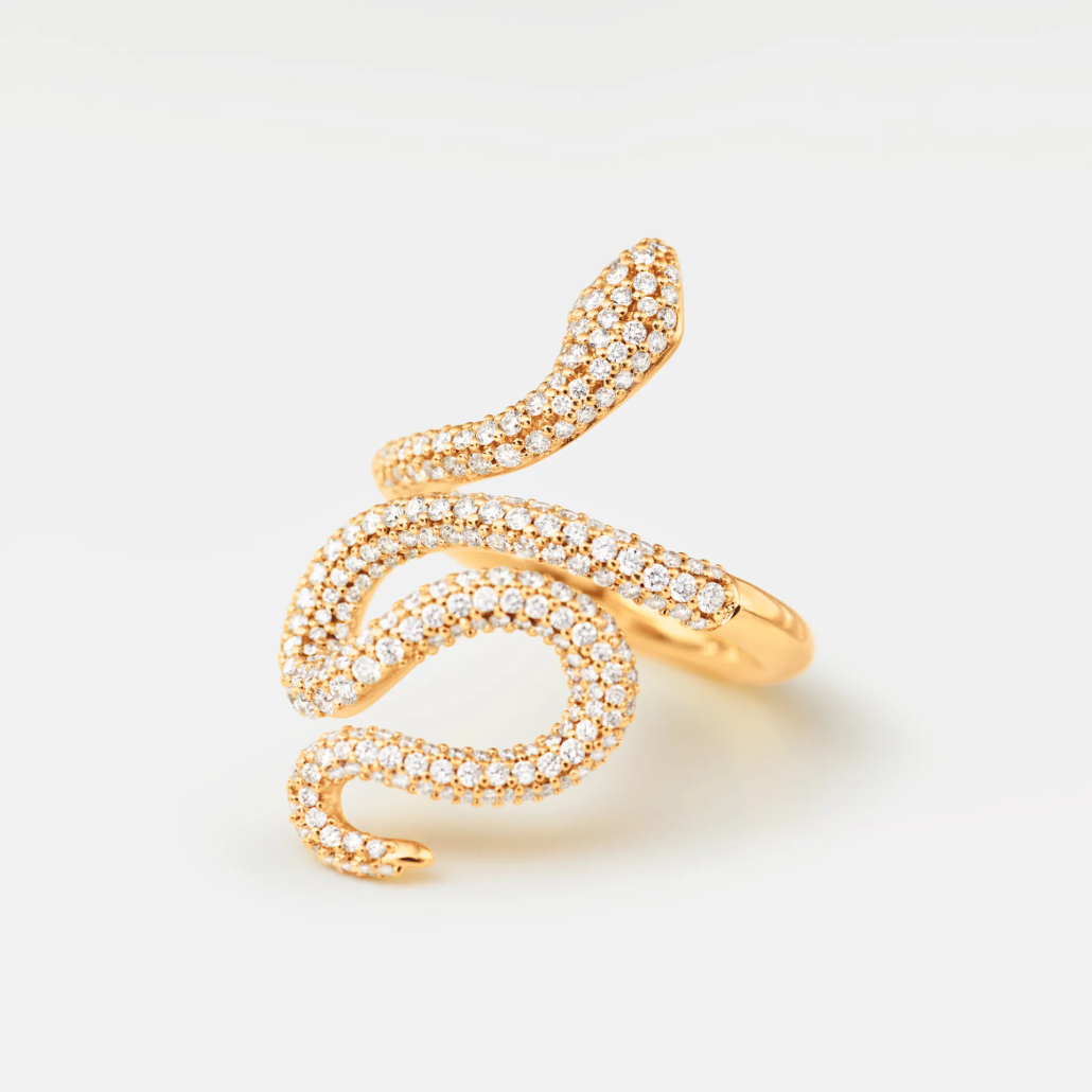 Snake Diamantpave Ring Mittel