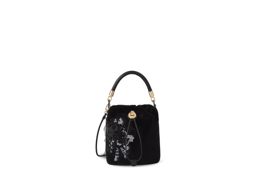 FURLA MIONIDO MINI CROSSBODY BUCKET PATCH PAILLETTES NERO