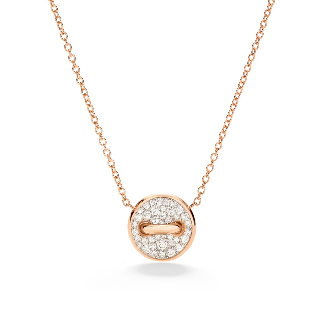 POM POM DOT Necklace in rose gold with diamond pave by Pomellato