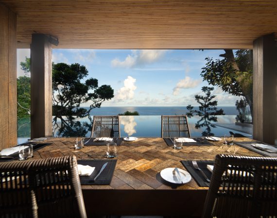 Villa Amarisa Ocean view from poolside dining table