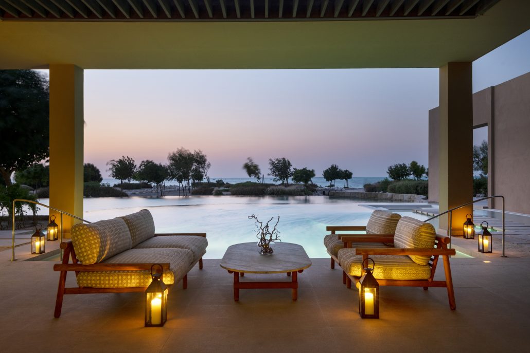 Zulal Serenity Qataf Suite Balcony Evening
