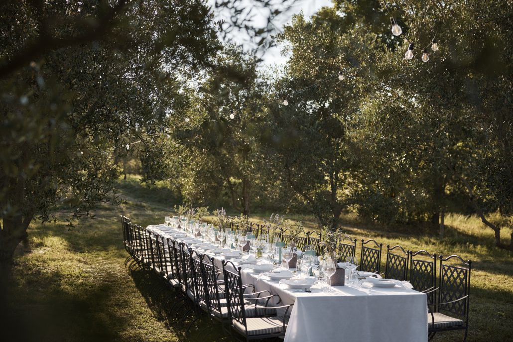 COMO Castello del Nero Olive Grove Private Dinner Setup