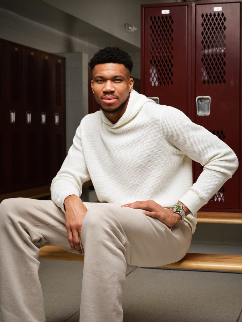 51 Giannis wearing the Breitling Chronomat Automatic GMT 40 Giannis Antetokoumpo RGB