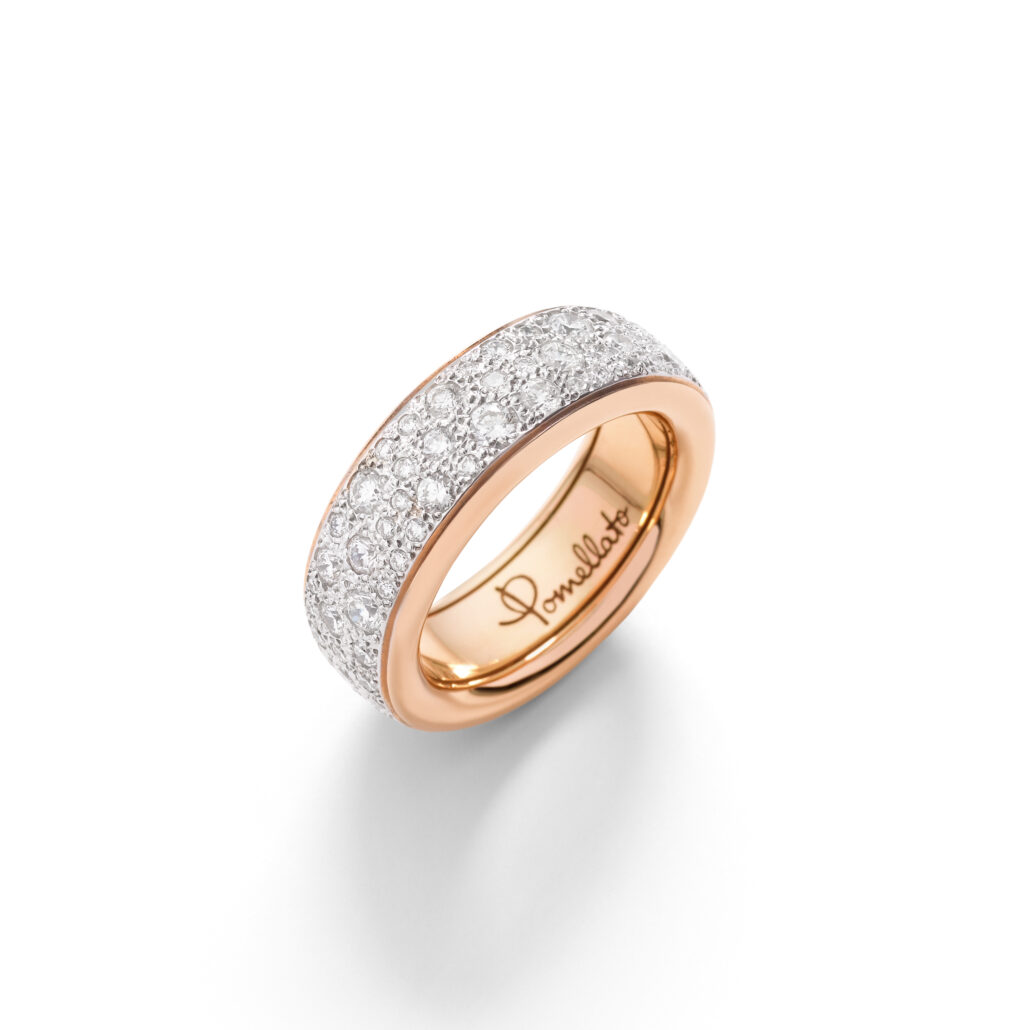 11 ICONICA ring in rose gold with full diamonds pave by Pomellato