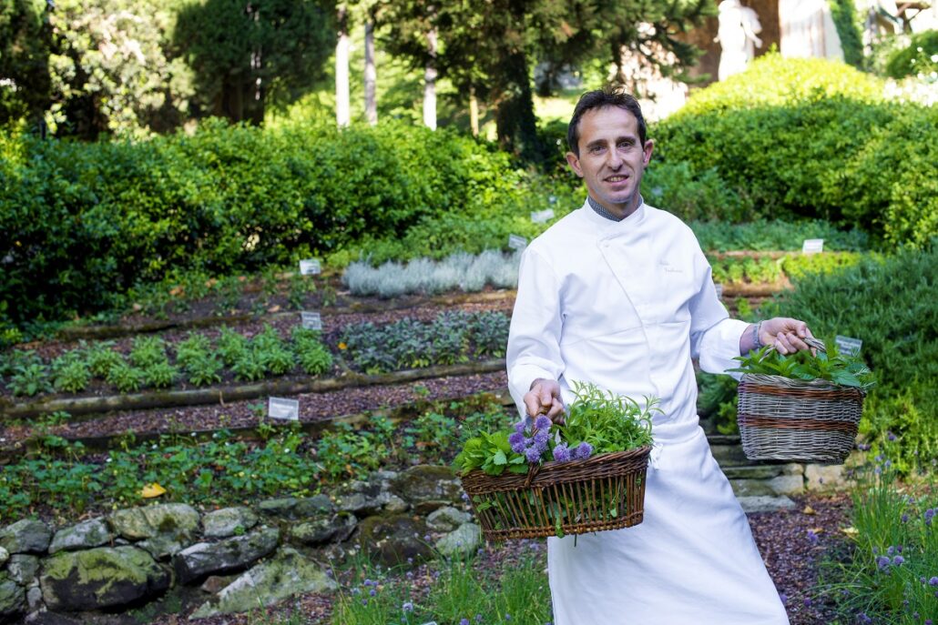 Executive Chef Michele Zambanini in the Chefs garden